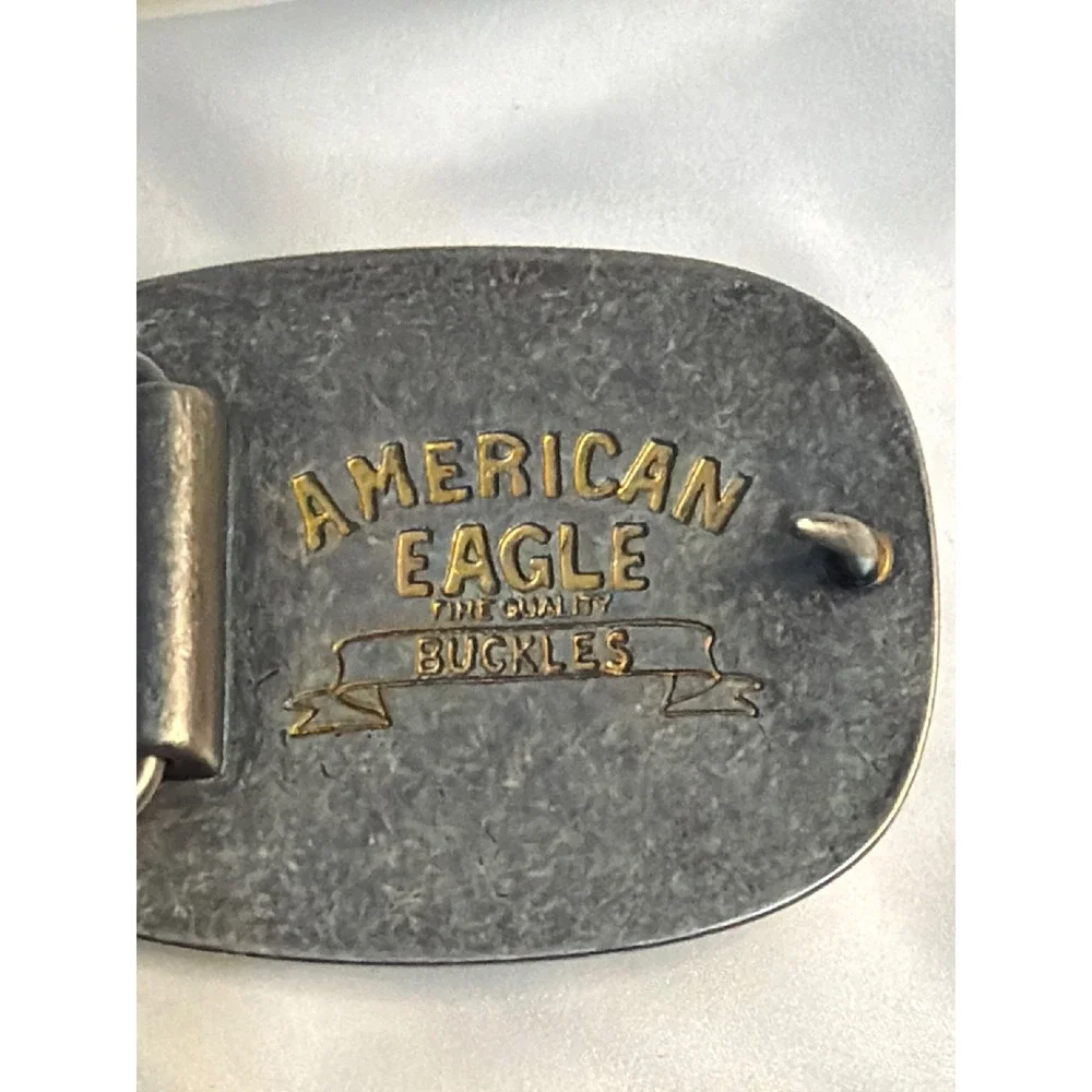 Vintage American Eagle Buckles Embroidered Leather Inlay Western Belt Buckle
